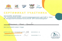 Сертификат участника онлайн форума